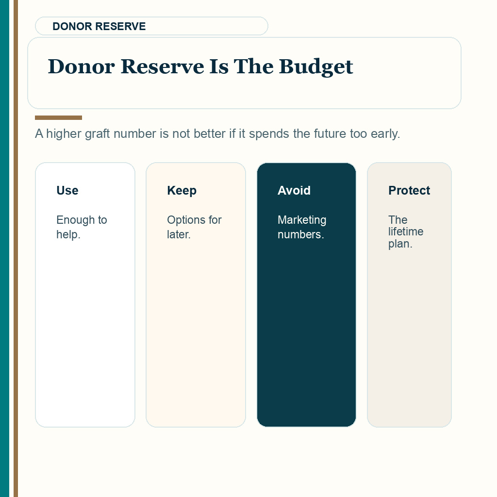 Hair transplant without finasteride slide 4 explaining donor reserve is the budget
