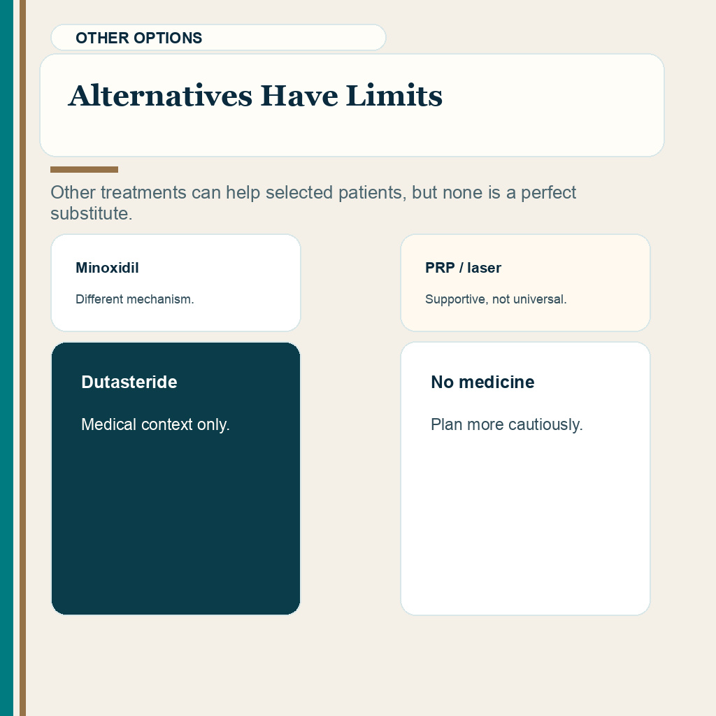 Hair transplant without finasteride slide 9 explaining alternatives have limits