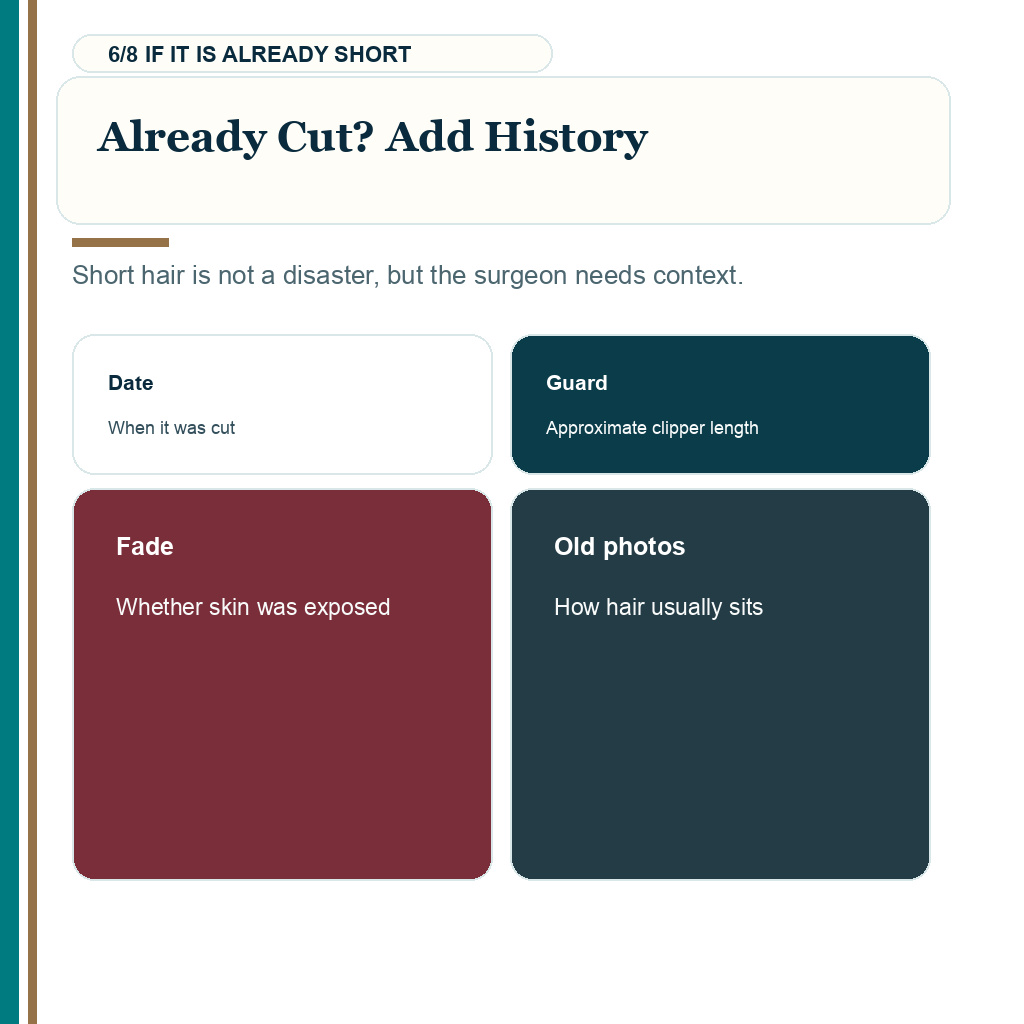 Already cut? add history before hair transplant planning.