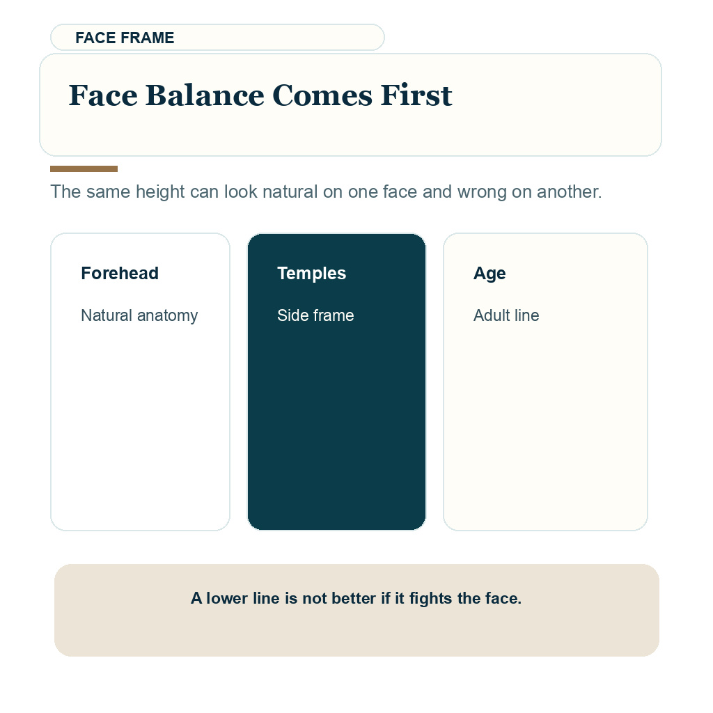 High hairline after hair transplant carousel slide 3 about face balance comes first.