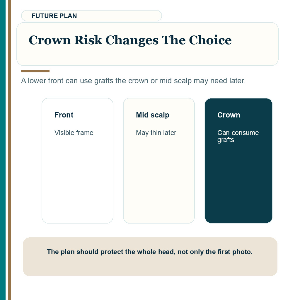 High hairline after hair transplant carousel slide 9 about crown risk changes the choice.