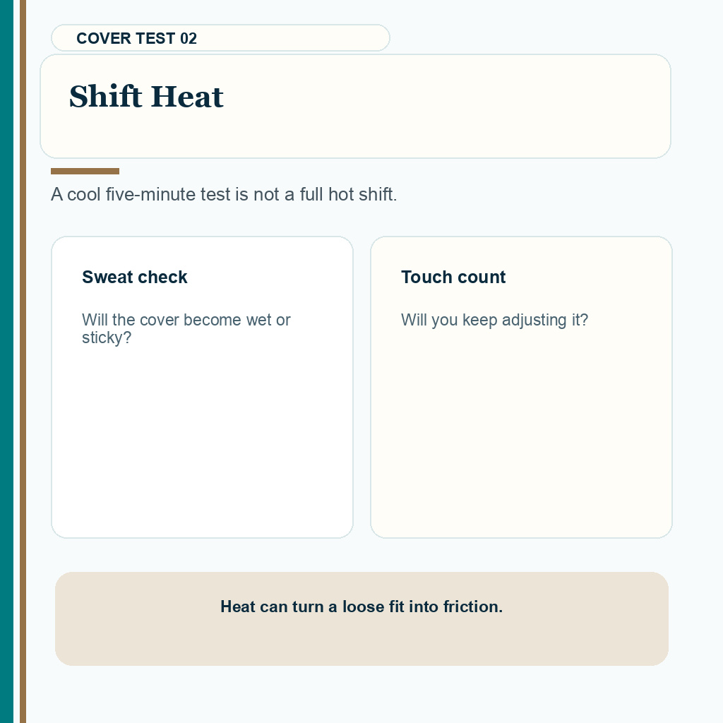 Shift heat and sweat check before wearing work cap after FUE