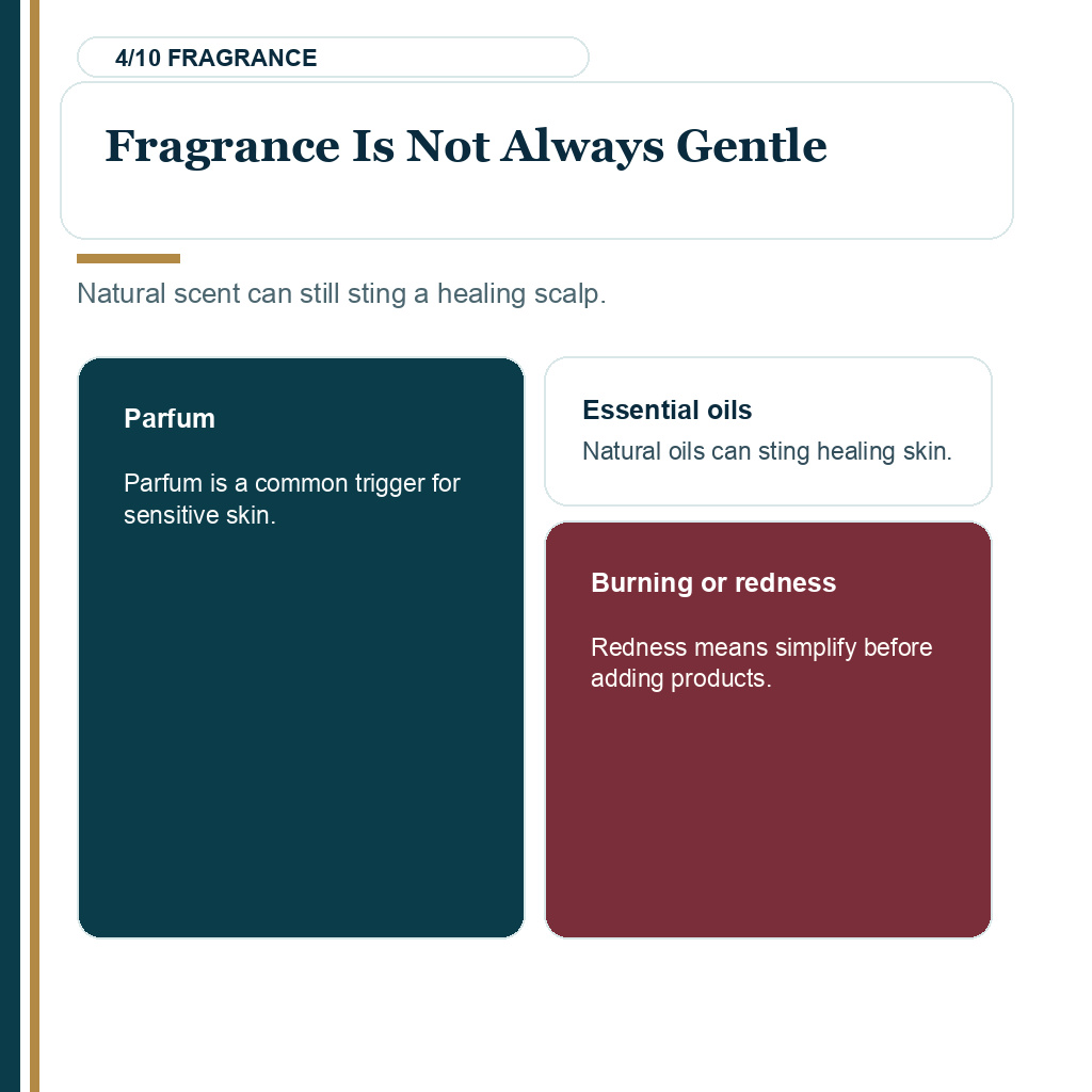Harmful ingredients in hair products slide 4 explaining fragrance is not always gentle.