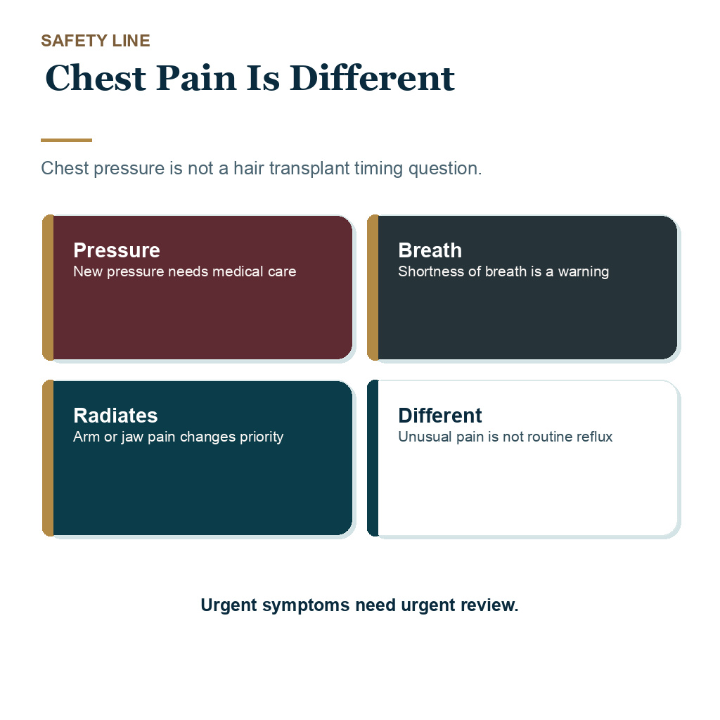 Heartburn medicine before hair transplant planning slide 9 explaining chest pain is different