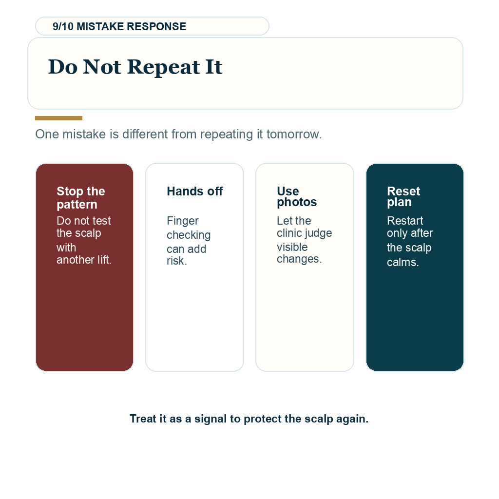 Heavy lifting after hair transplant, do not repeat it.