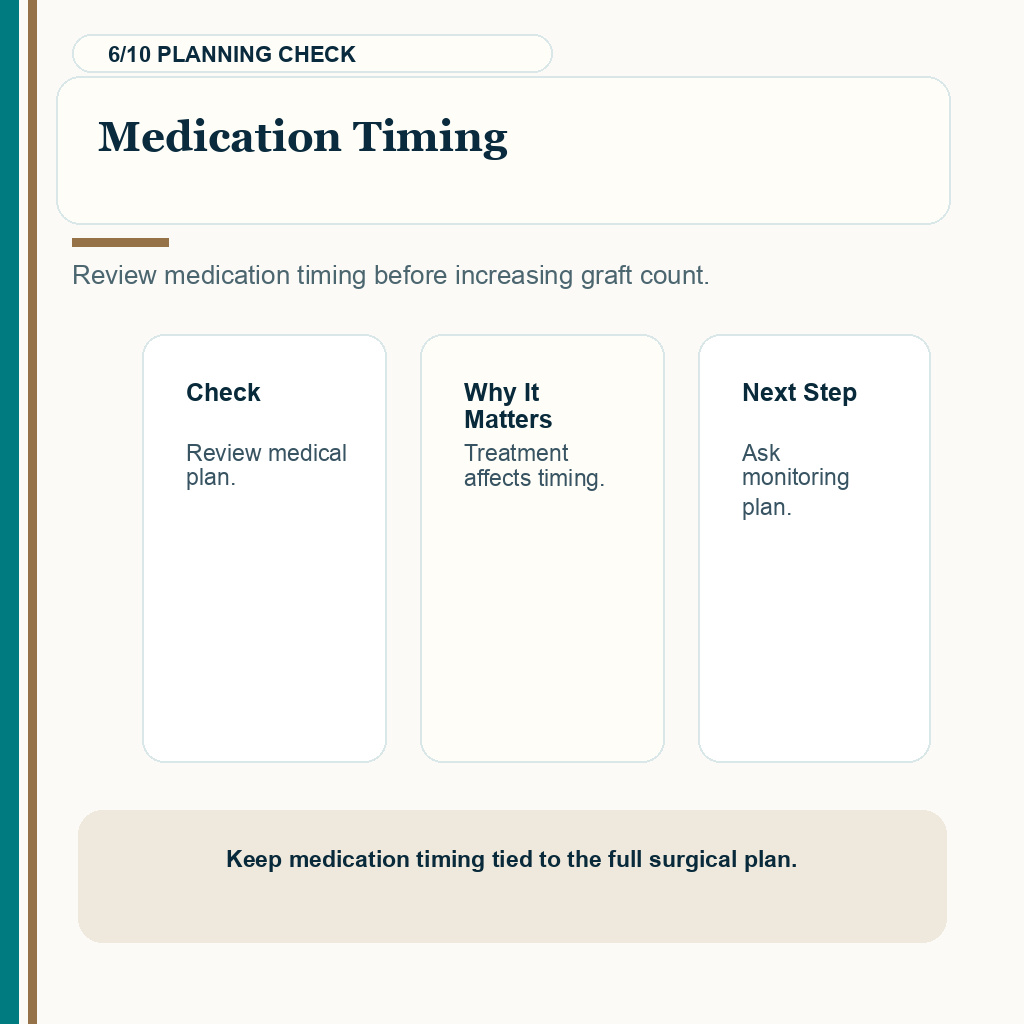 Temple Corner Graft Planning Needs Donor Control support slide 6 about medication timing