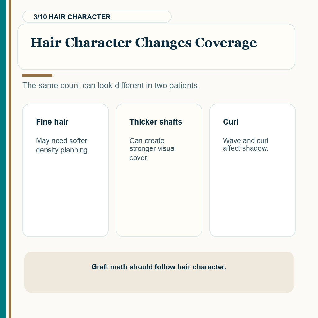 Temple graft planning carousel slide 3 about hair character and coverage