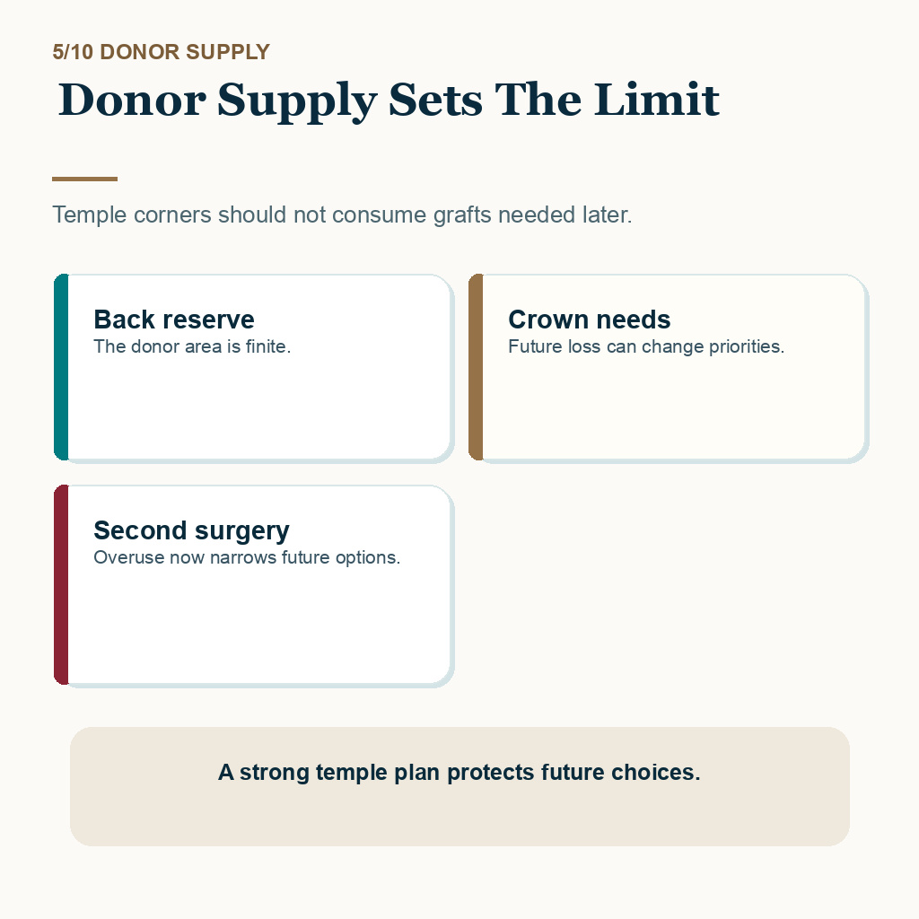 Temple graft planning carousel slide 5 about donor supply limit