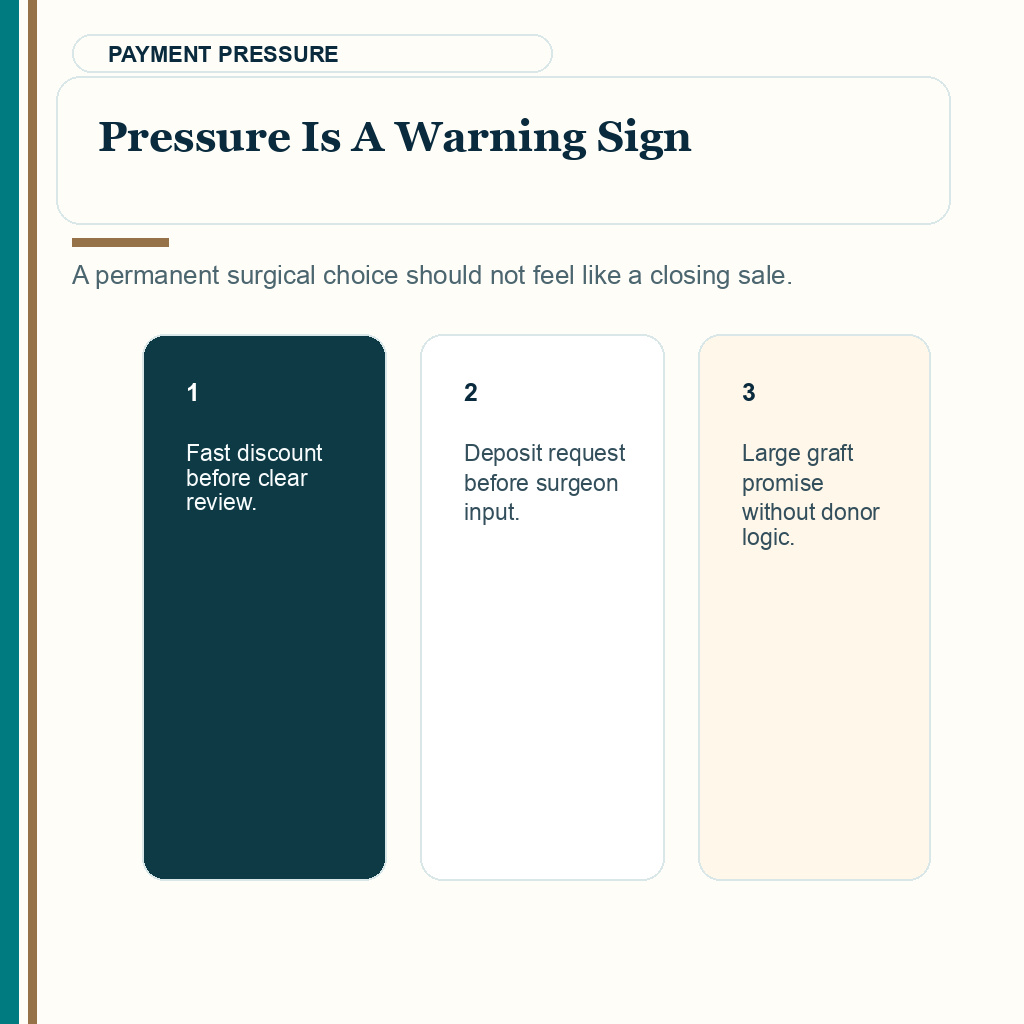 Clinic choice slide 6 explaining booking pressure warning signs