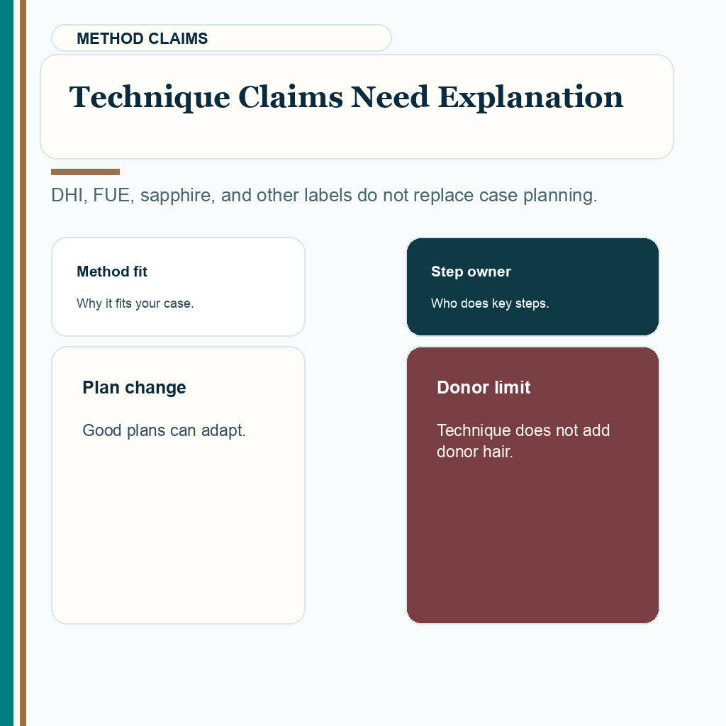 Clinic choice slide 7 explaining why technique labels need case specific explanation