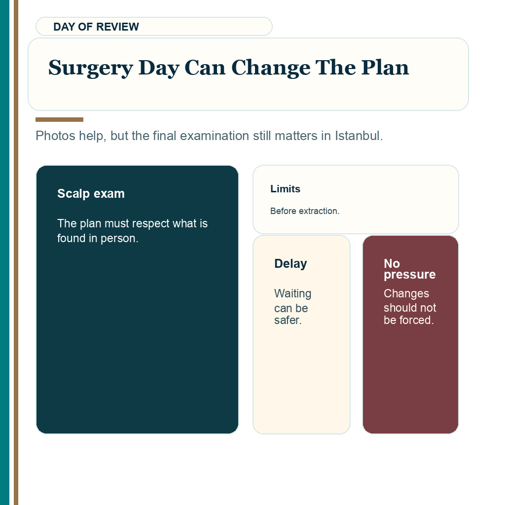 Clinic choice slide 8 explaining why surgery day examination can change the plan