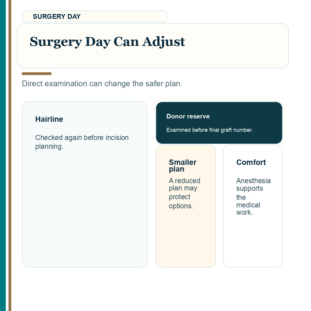 Turkey hair transplant travel slide 8 explaining why the plan may change after direct examination