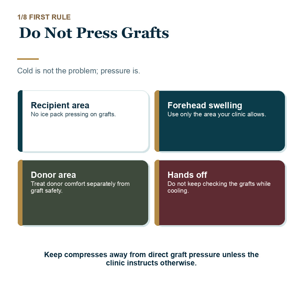Safe cold compress guidance after hair transplant without graft pressure
