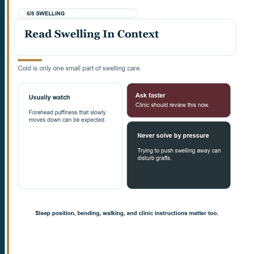 Swelling context and cold compress caution after hair transplant