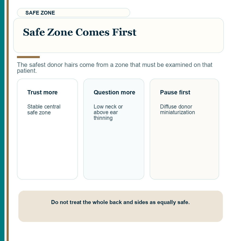 Safe zone comes first in donor hair permanence planning.