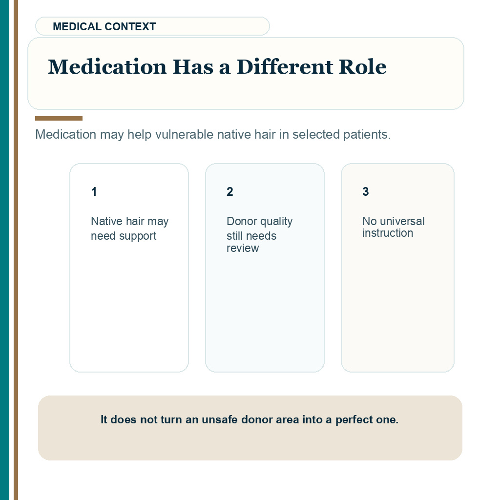 Medication has a different role in donor hair permanence planning.