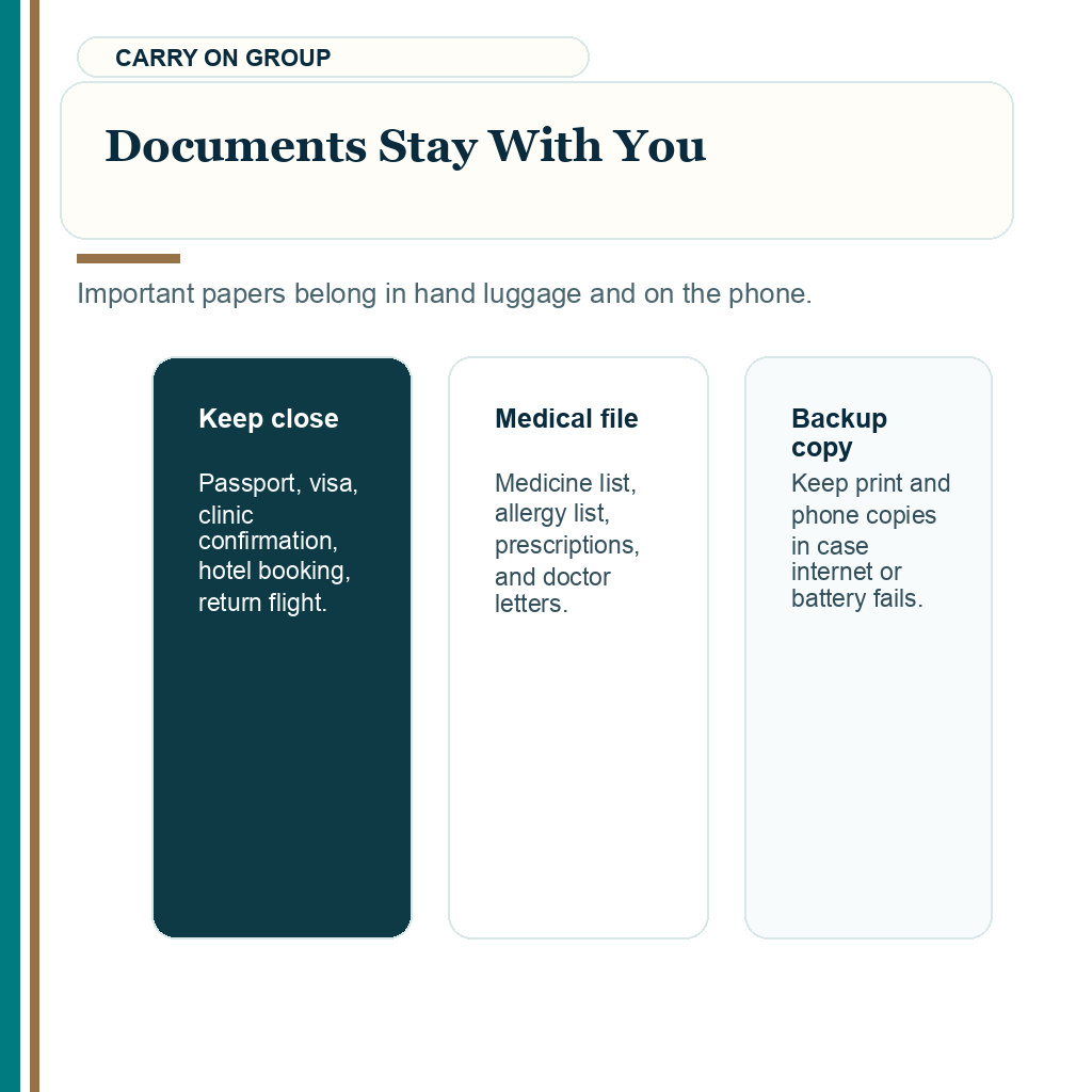 Istanbul arrival checklist slide 2 explaining documents stay with you