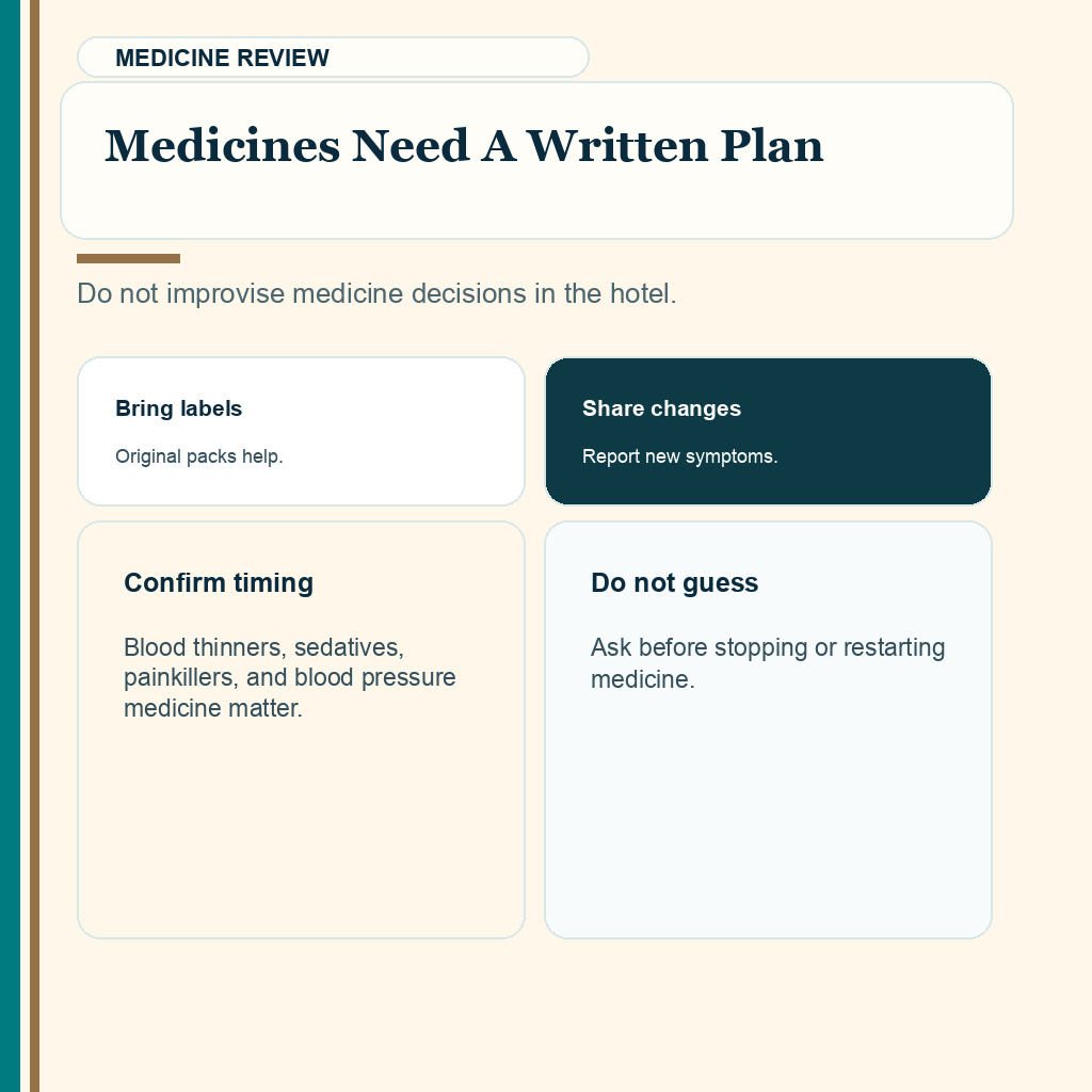 Istanbul arrival checklist slide 7 explaining medicines need a written plan