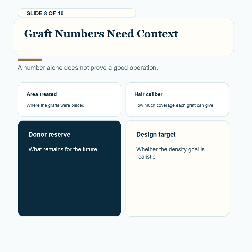 Day one hair transplant photo review carousel slide 8 about graft numbers need context.