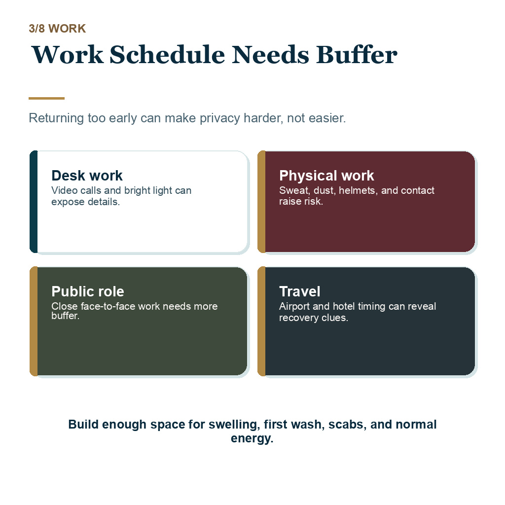Work schedule buffer for private hair transplant recovery