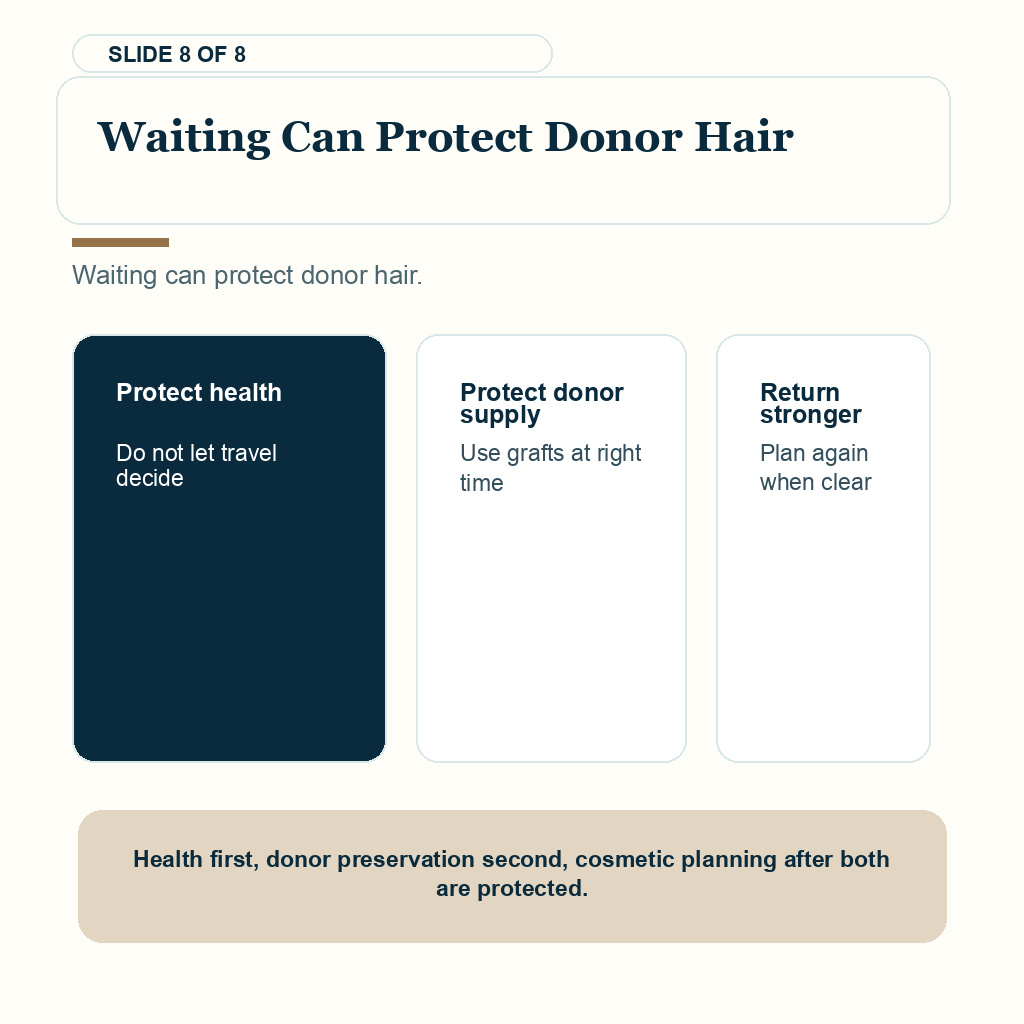 Kidney disease hair transplant carousel slide 8 about waiting can protect donor hair.