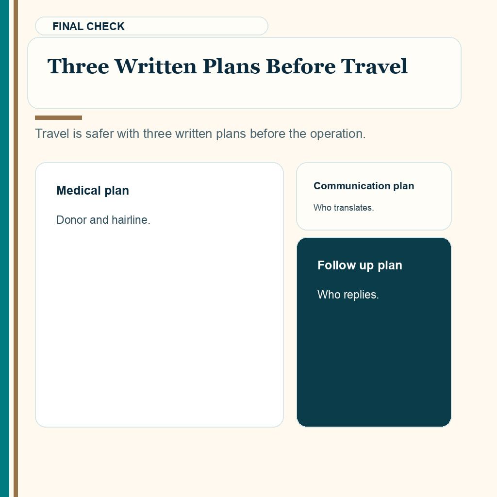 Language barriers hair transplant abroad slide 10 explaining three written plans before travel