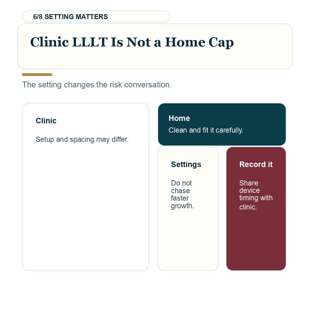Laser cap after hair transplant, clinic lllt is not a home cap.
