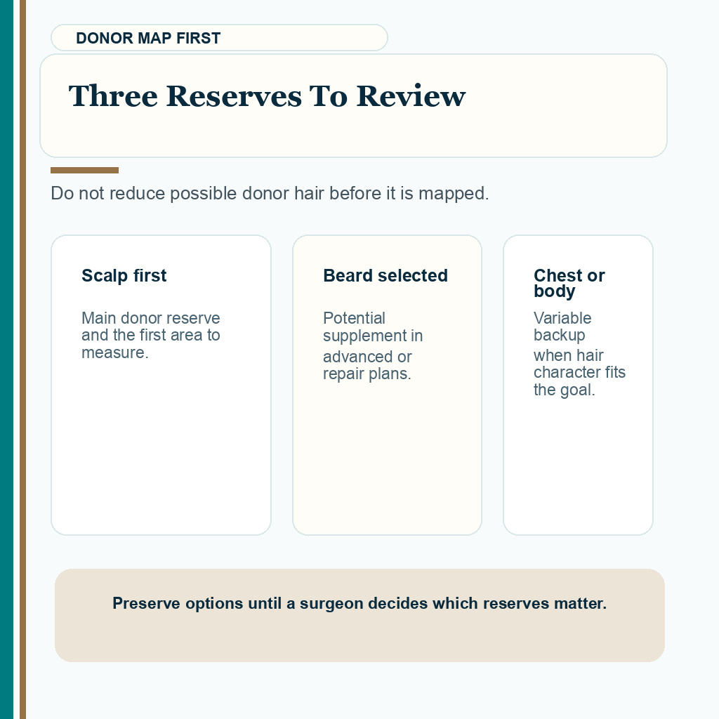 Scalp beard and chest donor options to map before laser hair removal