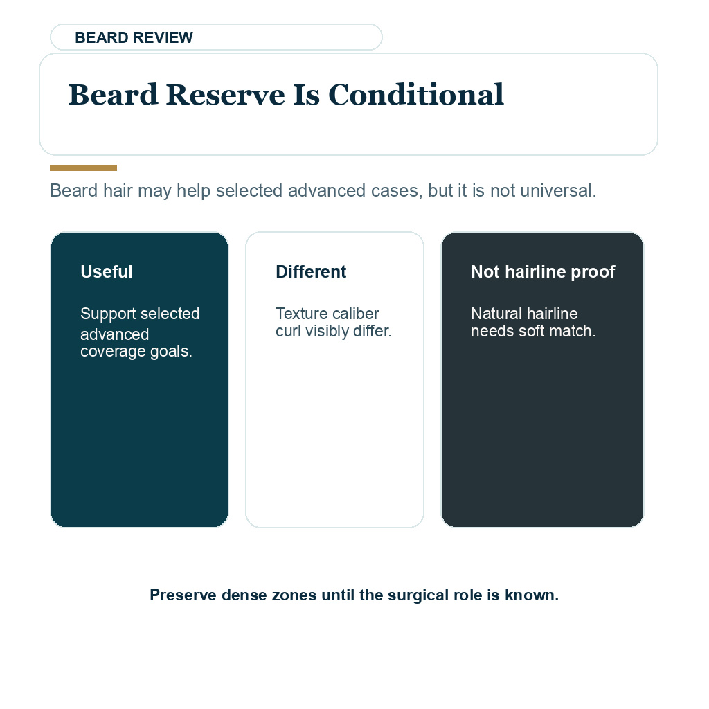 Beard hair can be a conditional reserve when scalp donor supply is limited