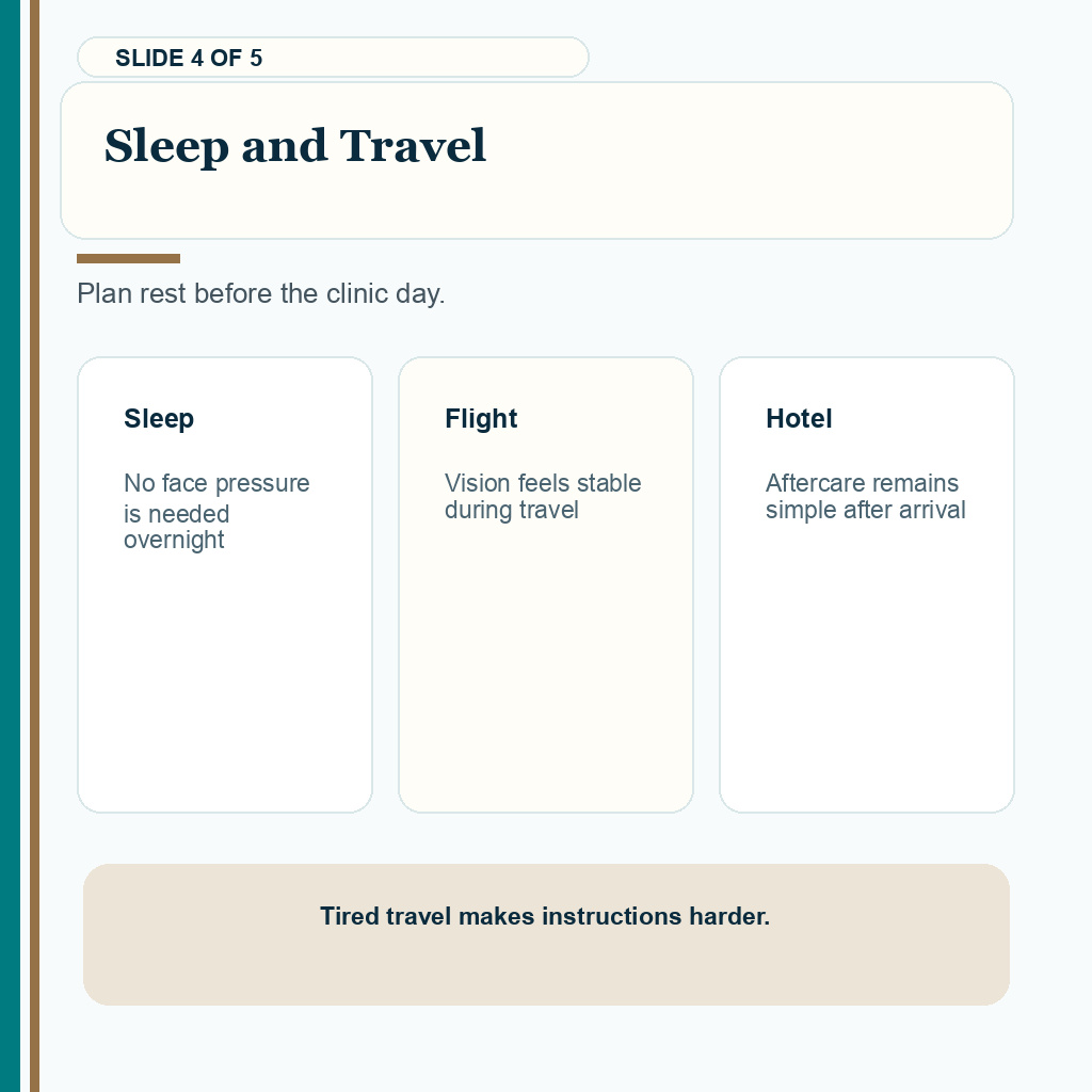 LASIK and hair transplant timing slide 4 of 5, sleep and travel