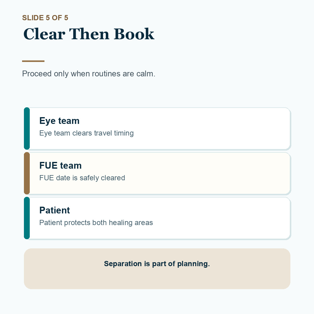LASIK and hair transplant timing slide 5 of 5, clear then book