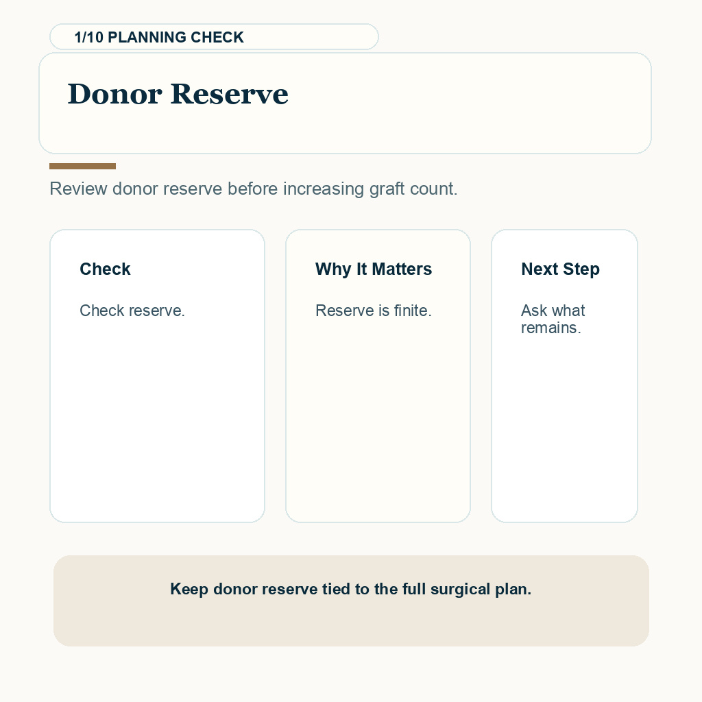 Lifetime Hair Transplant Graft Planning and Donor Limits support slide 1 about donor reserve