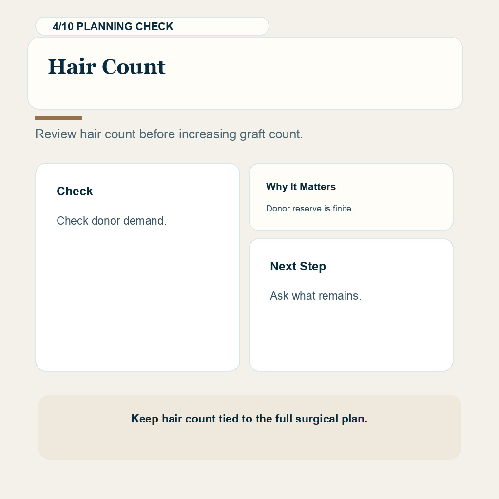 Lifetime Hair Transplant Graft Planning and Donor Limits support slide 4 about hair count