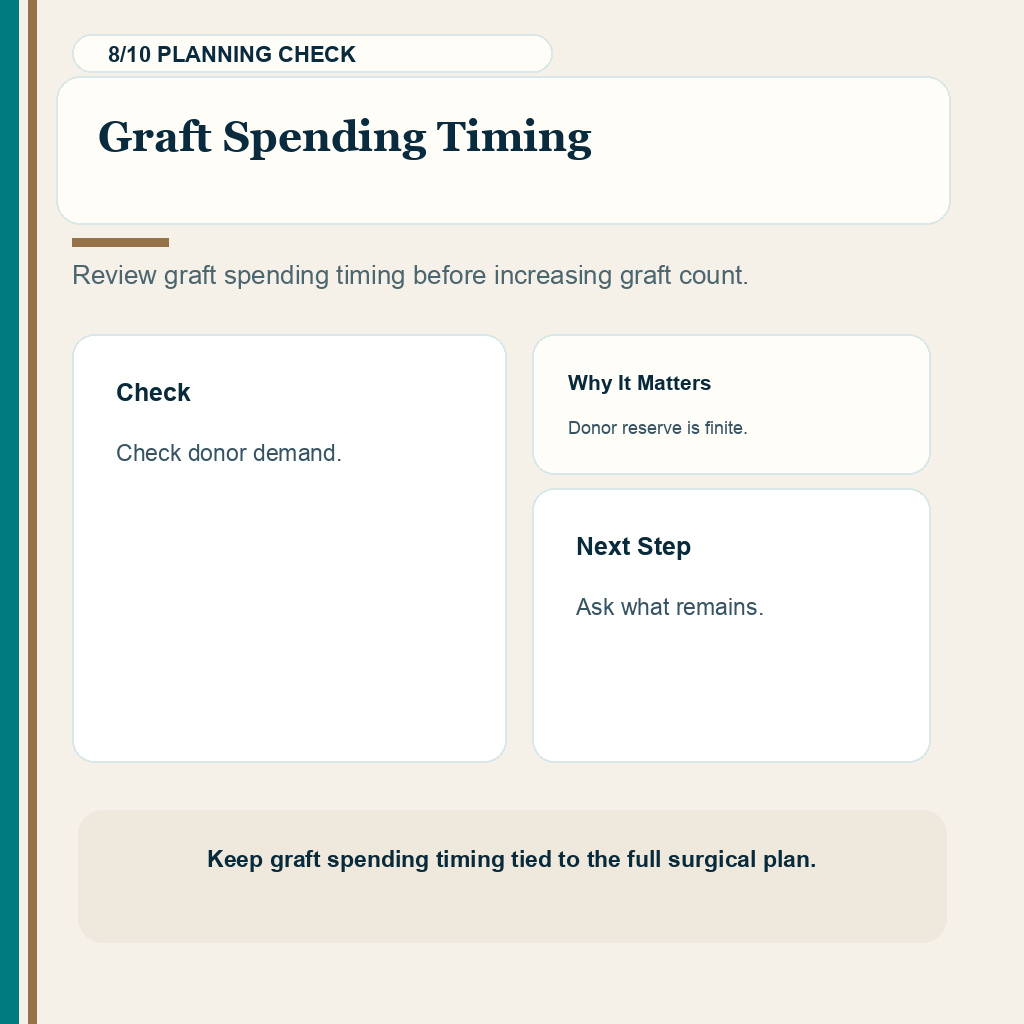 Lifetime Hair Transplant Graft Planning and Donor Limits support slide 8 about graft spending timing