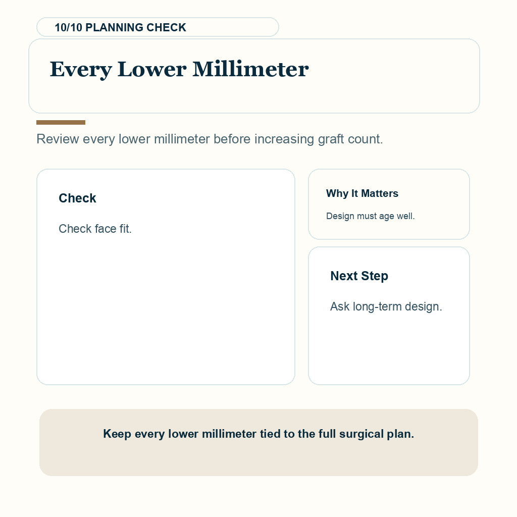 Lifetime Hair Transplant Graft Planning and Donor Limits support slide 10 about every lower millimeter
