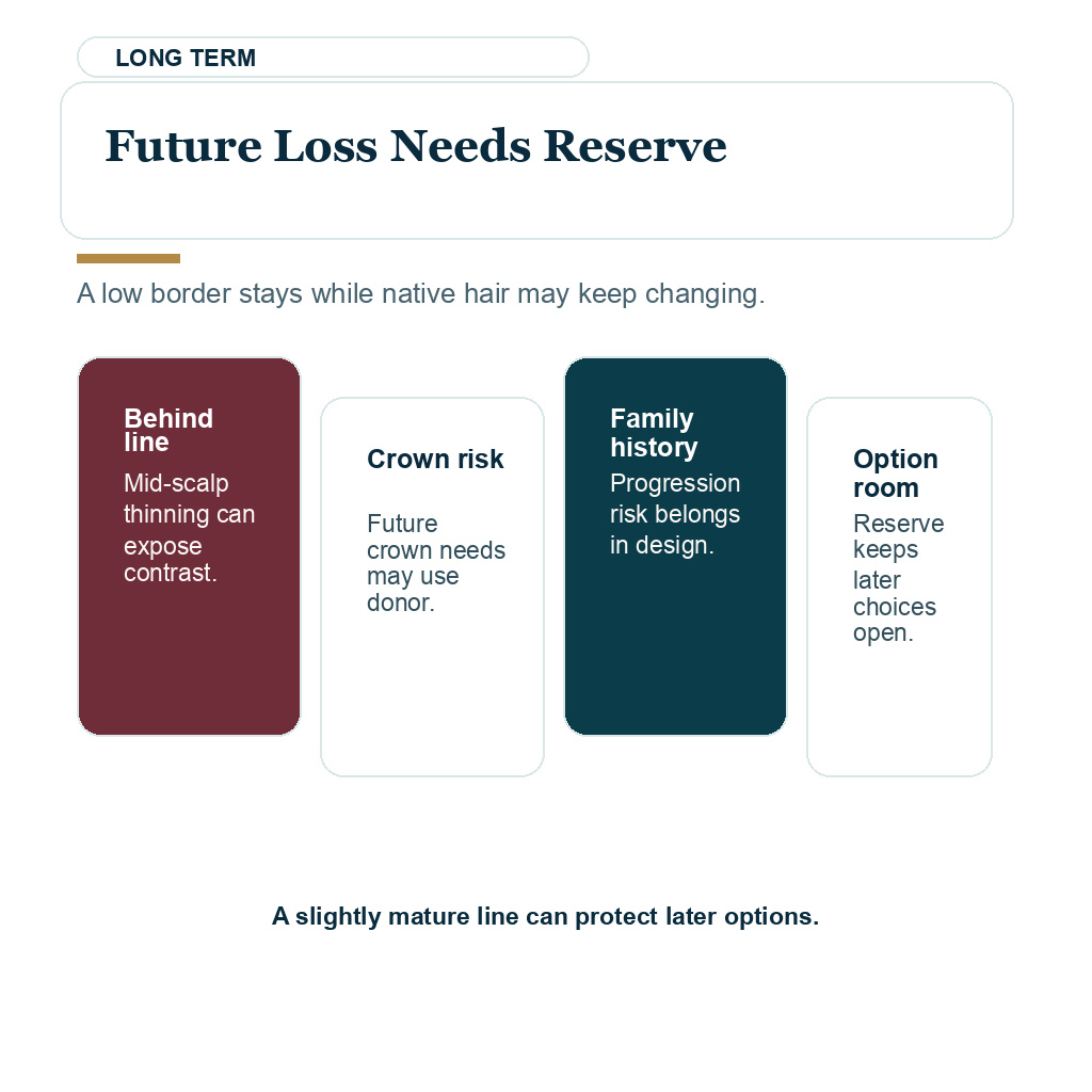 Low flat hairline carousel slide 5 of 8 explaining future loss needs reserve