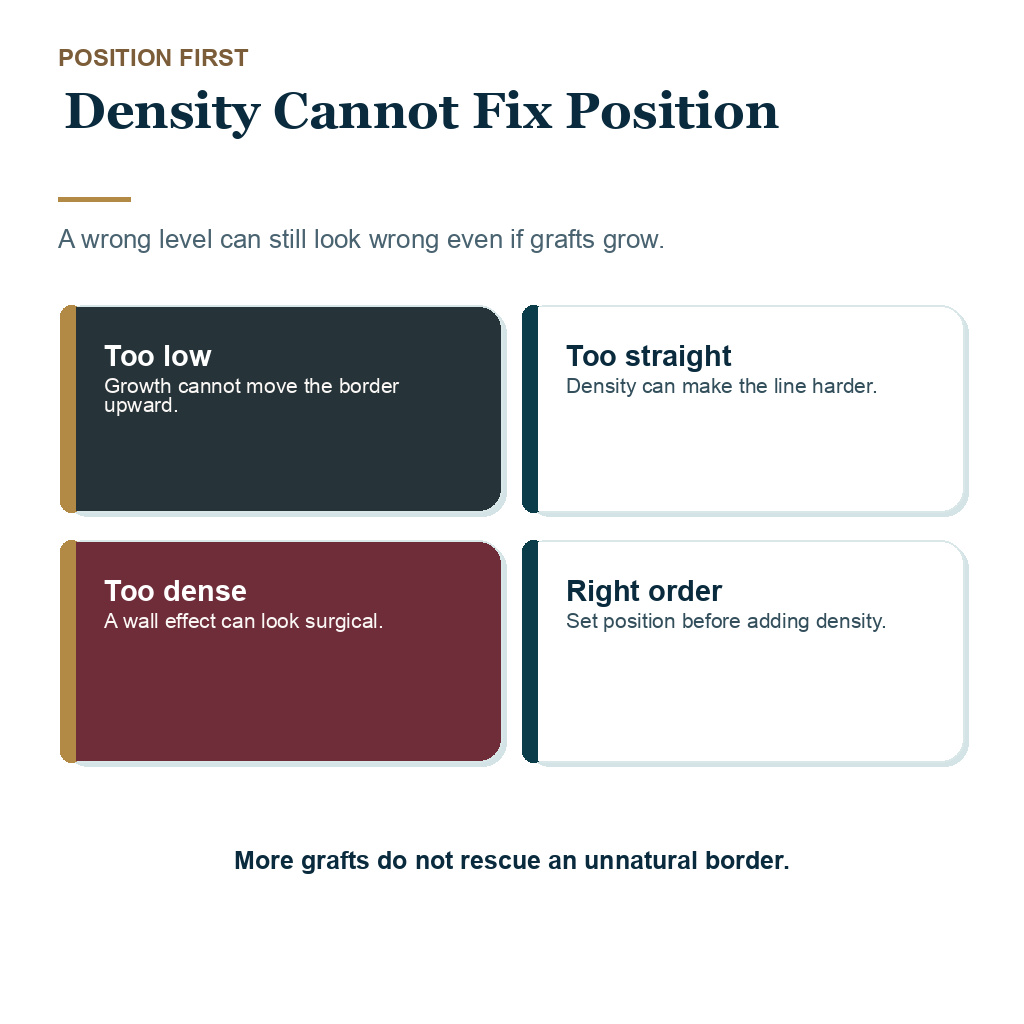 Low flat hairline carousel slide 6 of 8 explaining density cannot fix position