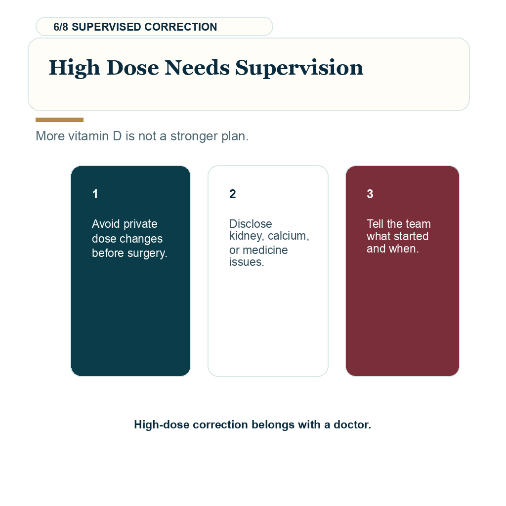 Low vitamin D hair transplant planning slide 6 showing High Dose Needs Supervision