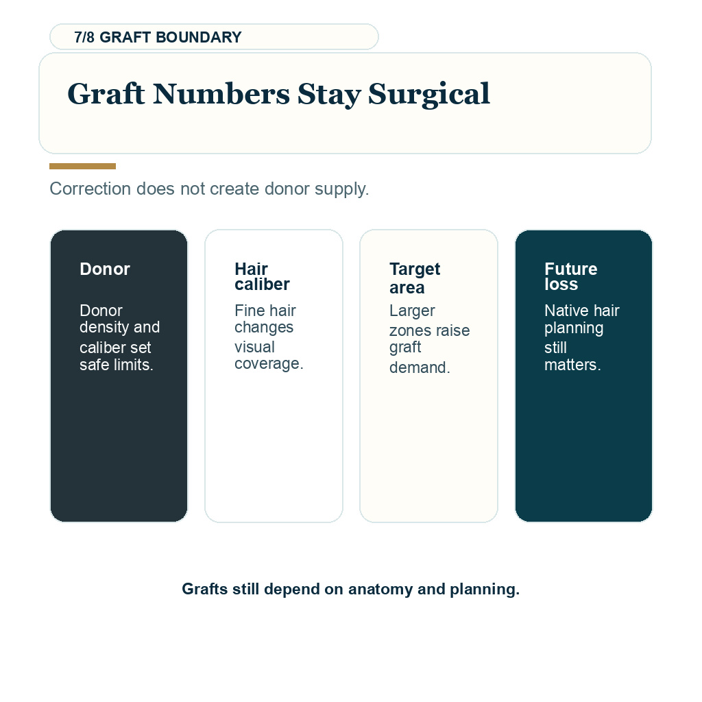 Low vitamin D hair transplant planning slide 7 showing Graft Numbers Stay Surgical