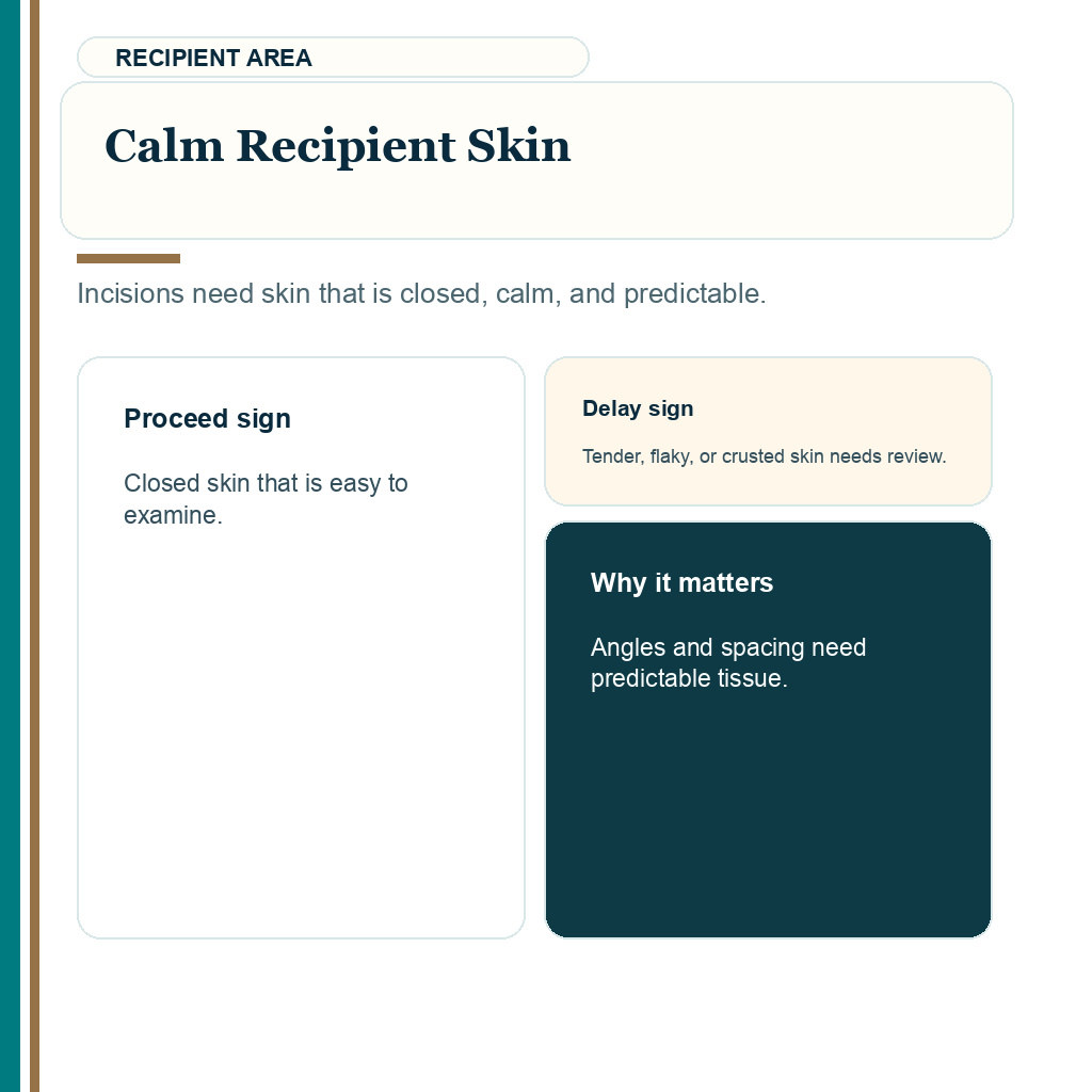 Microneedling before hair transplant slide 3 explaining calm recipient skin
