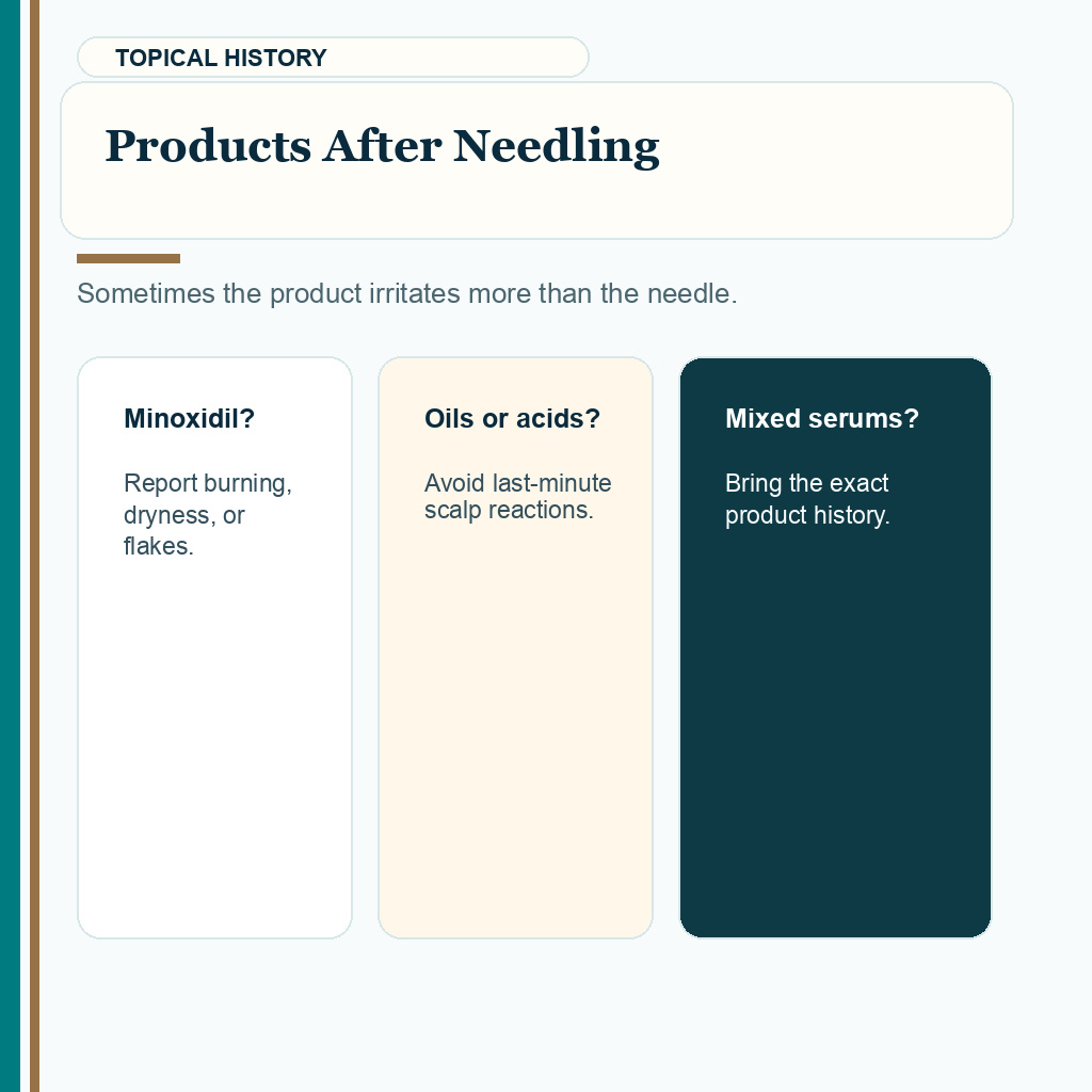 Microneedling before hair transplant slide 6 explaining products after needling