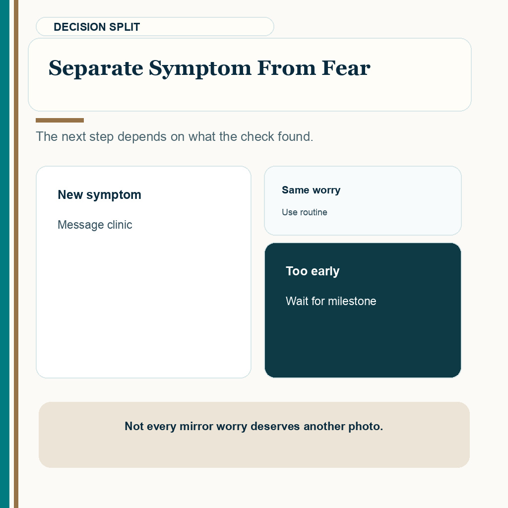 Mirror checking after hair transplant slide explaining separate symptom from fear