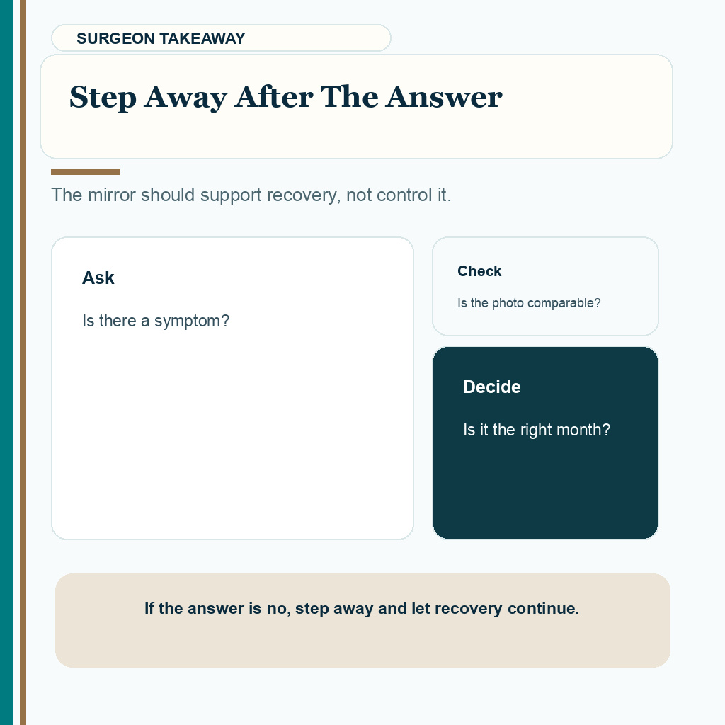 Mirror checking after hair transplant slide explaining step away after the answer