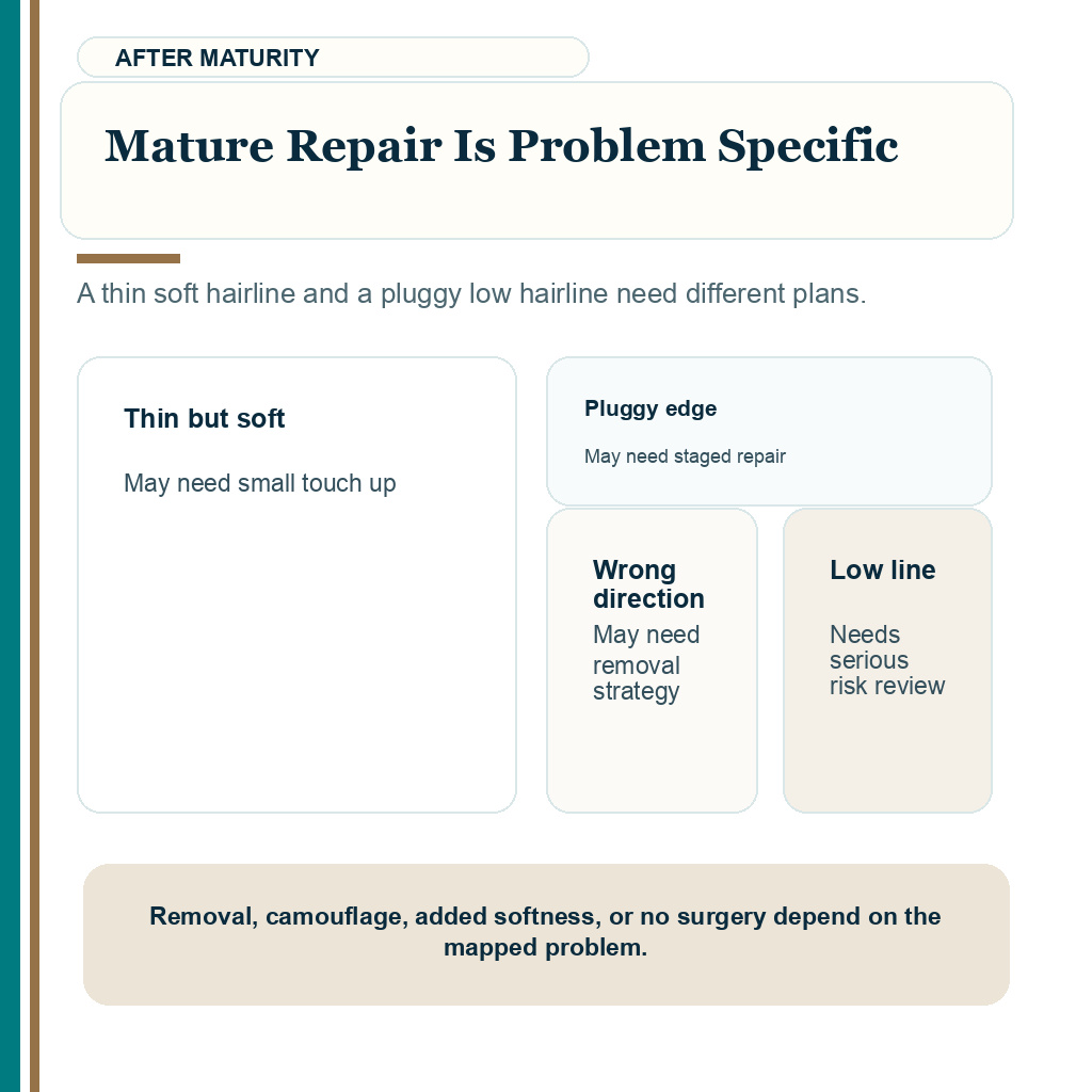 Month eight hairline review slide 9 about mature repair is problem specific.