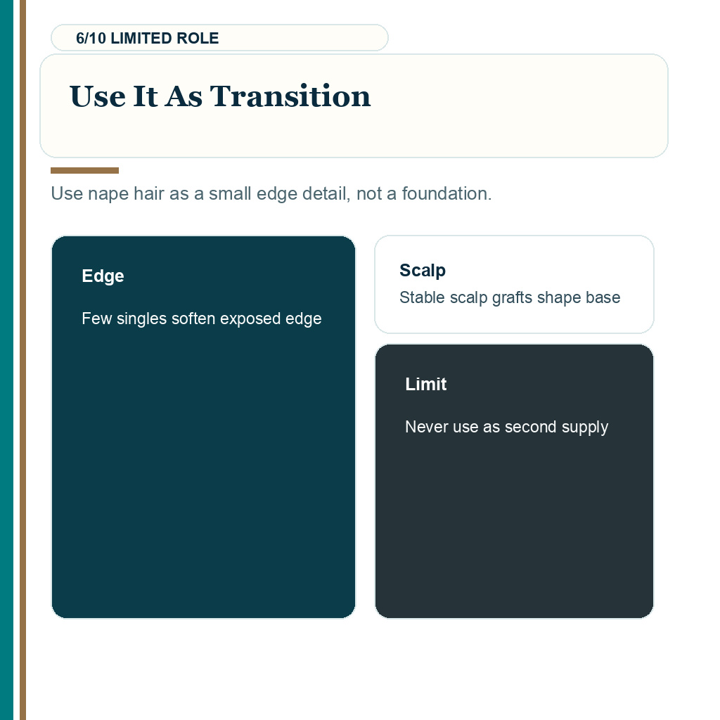 Nape hair hairline transplant planning, use it as transition.