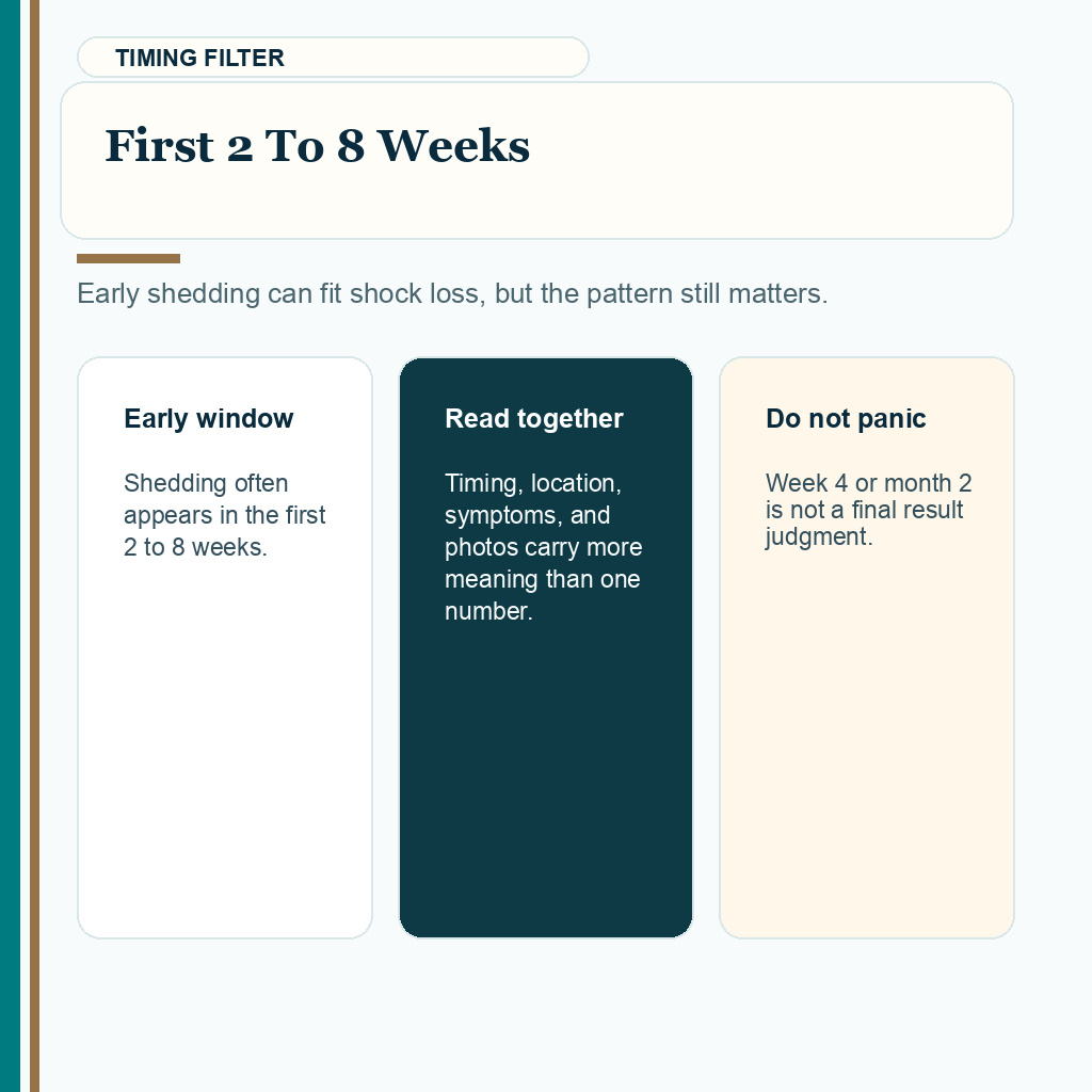 Native hair shock loss slide 1 explaining first 2 to 8 weeks