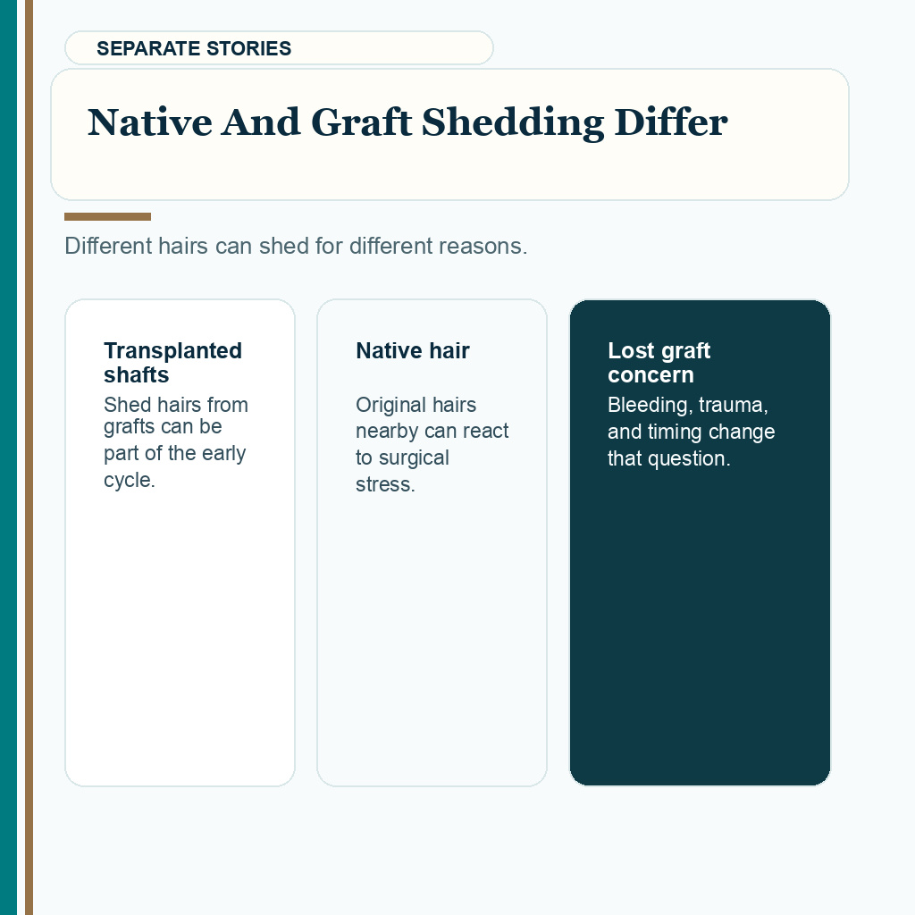 Native hair shock loss slide 5 explaining native and graft shedding differ