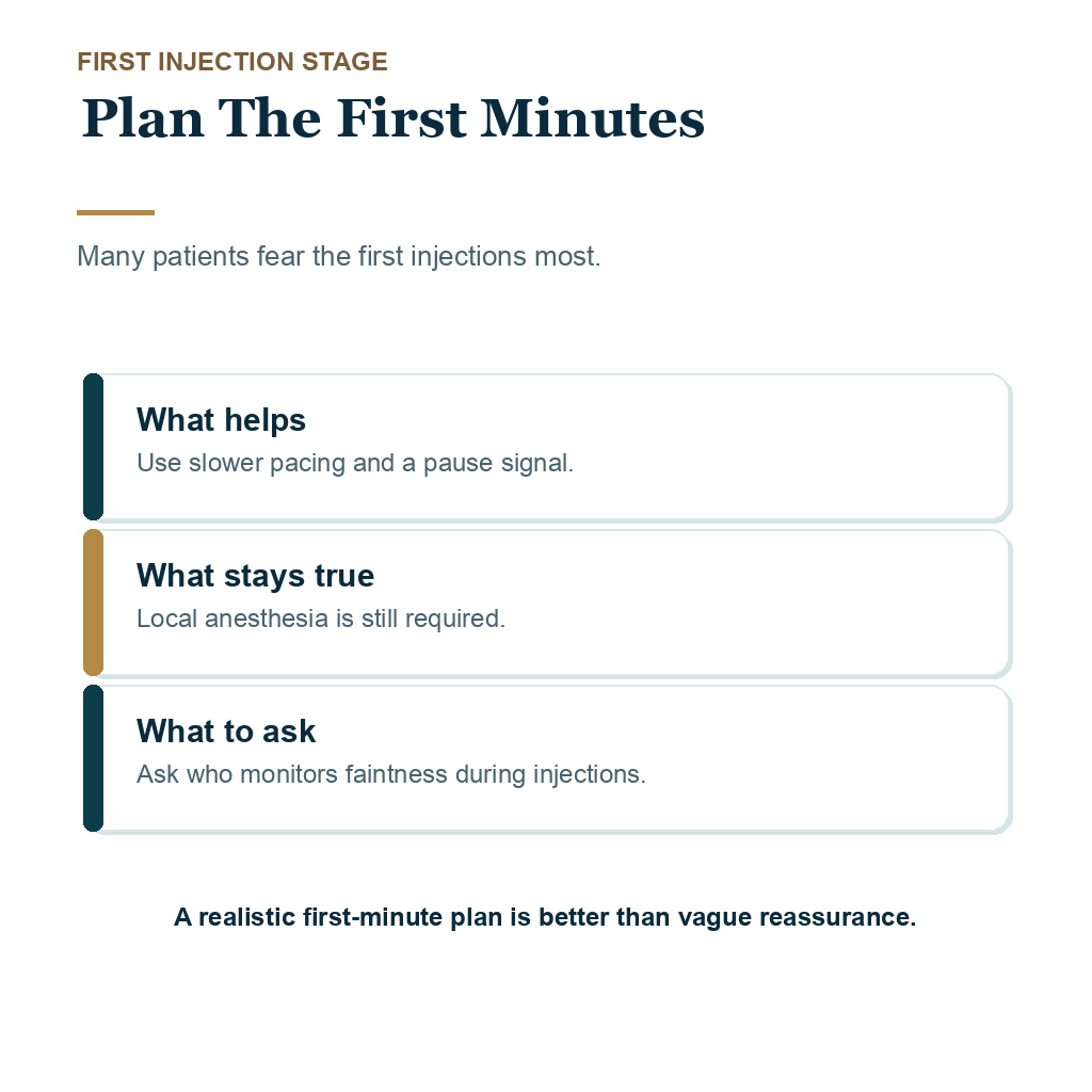 Needle fear hair transplant anesthesia planning visual about planning the first injection minutes