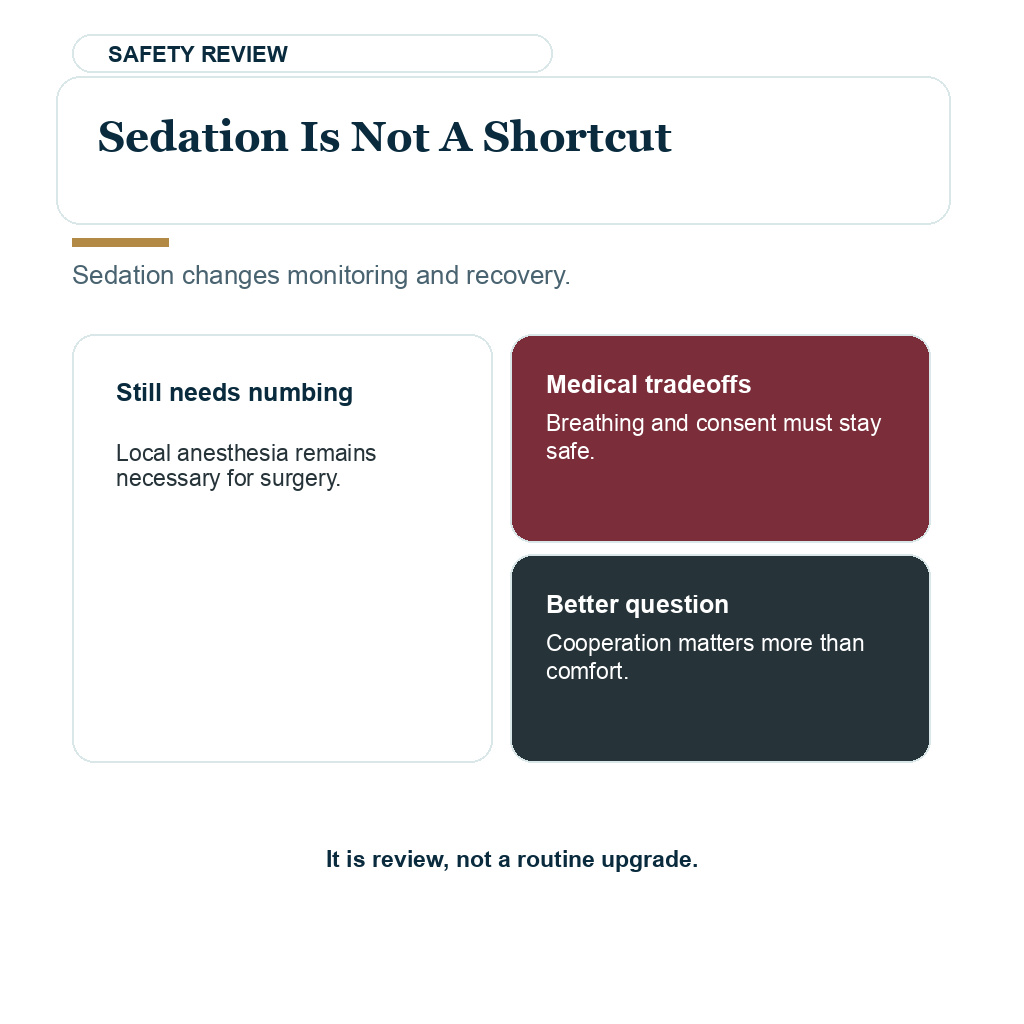 Needle fear hair transplant anesthesia planning visual about sedation not being a shortcut