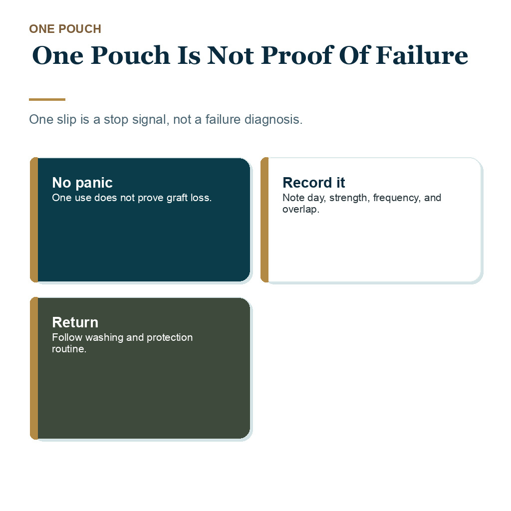 Support card explaining why repeated nicotine pouch use matters more than a single accidental use